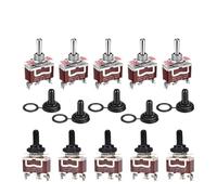 1/5/10Pcs 15A Momentary Toggle Switch 12V DC/250V 3 Way (ON)-Off-(ON) with Waterproof Boot Cap Cover(5 Pcs)