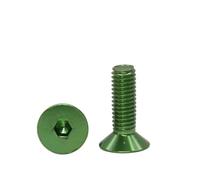 1/5/10pcs Colorful Aluminum Flat Hex Socket Countersunk Head Screw M6 Hexagon Socket Countersunk Allen Head Screws Bolt Anodized(Green,10PCS_M6X8MM)