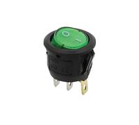 1/5/10Pcs KCD1 Round Rocker Switch 12V With LED Light 3Pin Moisture Resistant Cap(Green,12V)
