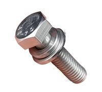 1/5/10pcs Length:8-45mm M4 M5 M6 M8 M10 M12 304 A2 Stainless Steel External Hex Head Screw Bolt With Flat Washer Gasket Combination(25mm,10pcs M4)