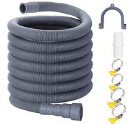 1.5 2 3m Corrugated Drain Hose Extension Kit | Flexible corrugated discharge pipe extends drain lines for washers and dishwashers(2m)