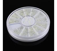 1.5/2/3mm White Flat Back Pearls Half Round Pearls Beads Satin Luster Loose Beads Gems for DIY Craft Necklaces Bracelets Jewelry Decorations Wedding Dress Nail Art Making Nail Decorations White