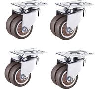 1.5 2 Inch Furniture Casters Rubber Wheels with Brake 360 Degree Swivel Top Mounting Plate Ideal for Carpet Tile Floors Cribs and Universal Use