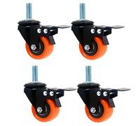 1.5/2 Inch Furniture Casters with Brakes - Set of 4 Mute Polyurethane Swivel Wheels, Threaded Stem M8/M10, Heavy-Duty Load Capacity 120kg, Perfect for Home & Office Furniture