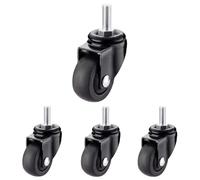 1.5/2 Inch Heavy Duty Casters Wheels with M6/M8/M10 Threaded Stem - No Brake TPE Rubber Silent 360° Swivel Wheels for Furniture, Mini Carts & Cabinets, Set of 4 (2in M8x15)