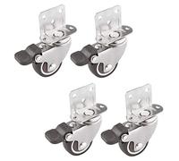 1.5/2 Inches L Shaped Bracket Rubber Wheels,Swivel Wheels with Brakes,Furniture Caster,360 Degree Rotating,Replacement Crib Casters,No Noise,Suitable for Furniture,Baby Bed (4 Pcs)(2inch) (1.5inch)