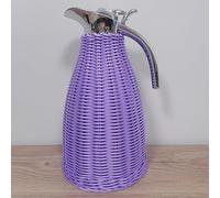1.5/2 Litre Hot Water Tea Dispenser，Stainless Steel Coffee Thermal Jug with Hand-Woven Rattan Cover，Thermal Jug for Cold and Hot Beverages，Retention 24h (Size:1.5 Litre/50 Oz,Color:Purple1)