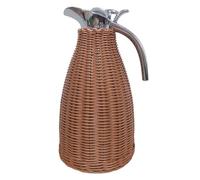 1.5/2 Litre Stainless Steel Coffee Thermal Jug with Hand-Woven Rattan Cover，Hot Water Tea Dispenser，Thermal Jug for Cold and Hot Beverages，Retention 24h (Size:1.5 Litre/50 Oz,Color:Coffee)