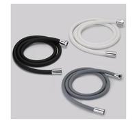 1.5/2M Silicone Shower Hose Black Grey White - Flexible Rubber High Pressure Pipe with G1/2 Universal Fit, Anti-Winding Tap Faucet Toilet Bathroom Accessories(Black,2M)