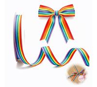 1.5×50m Rainbow Ribbon,Polyester Rainbow Pride Ribbon in 7-Color for Pride Decorations,Double Grosgrain Ribbon for Presents Packaging,Balloon Tie,DIY Crafts