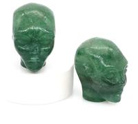 1.5" Alien Skull Statue - 2 Piece Hand Carved Stone Figurine | Crystal Gemstone Decor | Unique SF & Gothic Home Accent