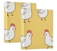 1.5" Binder Round Rings Cartoon Little White Chicken Yellow with Pockets 2 Pack Assorted Binders 200 Sheets