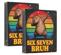 1.5" Binder Six Seven Bruh Retro Capybaras Round Ringing Binder with Clipboard 1 Pack Binders for School 200 Sheets