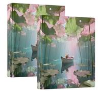 1.5" Binder The Magical Scene Beneath The Water Lily Leaves Round Ringing Binder with Clipboard 2 Pack Binders for School 200 Sheets