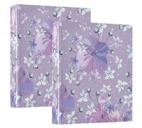 1.5" Binders 3 Rings Binder with Pockets 1/2 Packs Office Binder HardcoverFloral Lilac Colors Contemporary