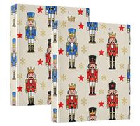 1 5" Binders Childish Cartoon Nutcracker Soldiers Pattern 3 Ringed Binders with Pocket Cover 2 Pack School 200 Sheets
