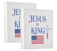 1.5" Binders Jesus is King Flag White Three-Ringing Binders with Pocket Cover 1 Pack School Supply 200 Sheets
