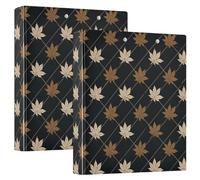1.5" Binders Maple Leaf Brown Black Round Ringing Binders with Clipboard 2 Pack School Supplies Binder 200 Sheets