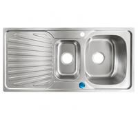 1.5 Bowl Single Drainer deep Bowl Stainless Steel Sink Reversible 0.8mm - 1000mm x 480mm x 180mm