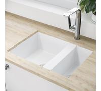 1.5 Bowl White Granite Composite Undermount Kitchen Sink with Mixer Tap Set - Enza