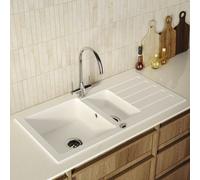1.5 Bowl White Inset Granite Composite Kitchen Sink with Reversible Drainer - Enza Phoebe