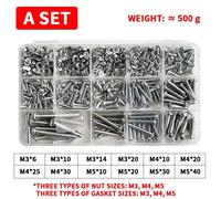 1/5 BOXES M3 M4 M5 Combination Set Half round Head Cross Screw Nut Nut Nut Bolt