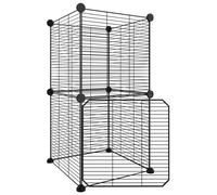 (1.5 cm, 8-panel with door) vidaXL Pet Cage Black Steel Rabbit Hutch Pet Cage 1.5 cm/4.3 cm Multi Models