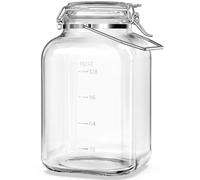 1.5 Gallon Glass Jar with Airtight Lid, Square Wide Mouth Mason Jars with Stainless Steel Handle, Large Glass Storage Containers for Canning, Flour, Sugar, Fermentation, Rice, Pickled Eggs