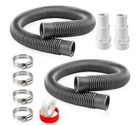 1.5" Heavy Duty Pool Filter Pump Hose Replacement Kit for Above Ground Pools, UV-Resistant Flexible Vacuum Hose with 1.25/1.5'' Adapters & Stainless Clamps, Fits For Intex/Coleman Pumps (2-Pack, 3ft)