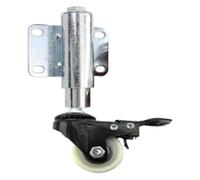 1.5-in/40mm Swivel Caster Gate Wheel,Heavy Duty Flat Free Spring Shock Absorber Retractable 30mm,Load Capacity 110lbs,Sturdy and Durable,1pcs,No Noise(Whitenylon,Brake)