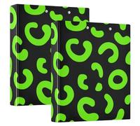1.5 in Binder Three-Rings Leopard Pattern Neon Green Black with Pocket Cover 2 Pack Aesthetic Binder Hardcover