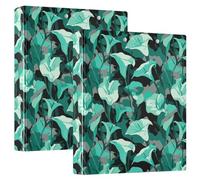1 5 in Notebook Binders Gothic Style Lily Mint Camouflage Round Ringing Notebook Binders with Interior Pockets 2 Pack for School 200 Sheets