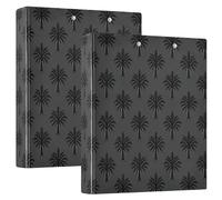 1.5 in Notebook Binders Gothic Style Palm Tree Black 3 Ringed Notebook Binders with Clipboard 2 Pack School Supply 200 Sheets