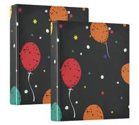 1.5 in Notebook Binders Three Rings Balloon Star Rainbow Polka Dots with Clipboard 2 Pack Aesthetic Binder Hardcover