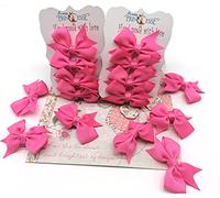 1.5 inch 1.5" Baby Girls kids Toddlers Hair clip Bows snap clips lot bow cute School Reception Nurseries (Pink)