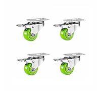 1.5 Inch 2 Inch Stainless Steel PU Caster Green Universal Brake Anti-noise Suitable For Mechanical Equipment4 Pieces(1.5in,Brake wheel)