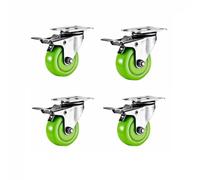 1.5 Inch 2 Inch Stainless Steel PU Caster Green Universal Brake Anti-noise Suitable For Mechanical Equipment4 Pieces(2in,Brake wheel)