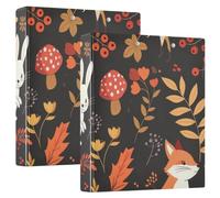 1.5 Inch 3 Ring Binder, Autumn Cute Animal Fox Rabbit D Ring Binders with Clipboard Large 3 Binders for School, College, Office, one sizex1