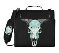 1.5-Inch 3-Ringing Binder with Extra Pockets Western Bull Skull Teal