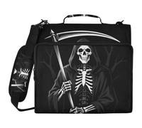 1.5 Inch 3 Ringing Zippered Binder Bag Grim Reaper Skull Death Gothic