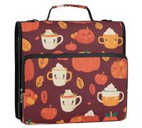 1.5-Inch 3-Rings Binder Organizer with Shoulder Strap Includes Zip Pocket Portfolios Portfolio Organizer for School and Office Pumpkins and Apples