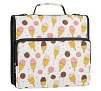 1.5 Inch 3 Rings Binder Organizer with Strap Includes Zip Pocket School Binders Organizer for School/Office Ice Cream