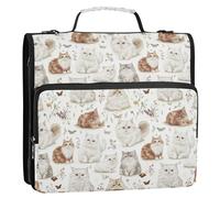 1.5 Inch 3 Rings Binder Zipper with Handle and Removable Shoulder Strap Includes Zip Pocket School Supplies Organizer for Middle School Mighty Selkirk Rex Cats White