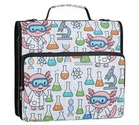 1.5-Inch 3-Rings Binder Zipper with Handle Waterproof Document Organizer Bag for Middle Student Science Lab Axolotls - Educational Play