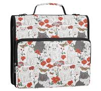 1.5-Inch 3-Rings Organizer Binder with Handle and Removable Shoulder Strap Easy to Carry Documents Files Storage Bag for Office School Mighty Selkirk Rex Cats White