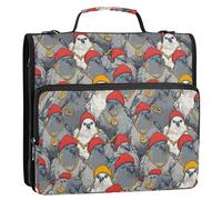 1.5 Inch 3 Rings Organizer Binder with Strap Waterproof Zippered Portfolio Suitable for Middle School Cool Pigeon Gangster