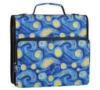 1.5-Inch 3-Rings Zip Up Binder with Shoulder Strap & Handle Includes Zip Pocket School Binders Organizer for School and Office Masterpiece Starry Night Oil Painting