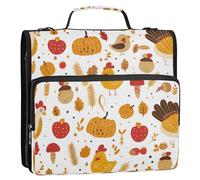 1.5-Inch 3-Rings Zip Up Binder with Shoulder Strap & Handle Waterproof Documents Files Storage Bag Suitable for Middle School Traditional Thanksgiving Elements