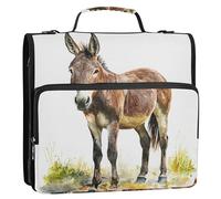 1.5 Inch 3 Rings Zipper Binder Organizer with Handle and Removable Shoulder Strap Easy to Carry School Supplies Organizer Suitable for Middle School Mighty Donkey White