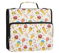 1.5 Inch 3 Rings Zipper Binder with Handle and Removable Shoulder Strap Includes Zip Pocket Portfolios Portfolio Organizer for School Ice Cream